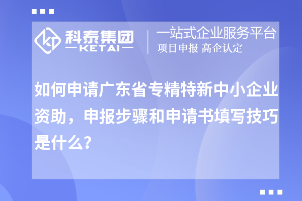 如何申請(qǐng)廣東省專精特新中小企業(yè)資助，申報(bào)步驟和申請(qǐng)書(shū)填寫(xiě)技巧是什么？