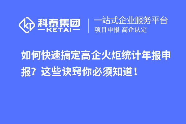 如何快速搞定高企火炬統(tǒng)計年報申報？這些訣竅你必須知道！