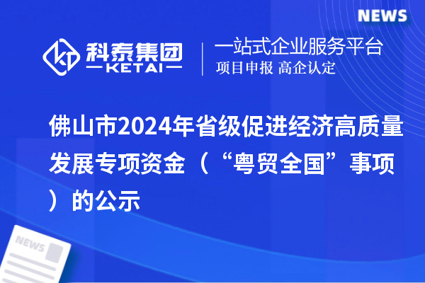 佛山市2024年省級促進經濟高質量發(fā)展專項資金(“粵貿全國”事項)的公示