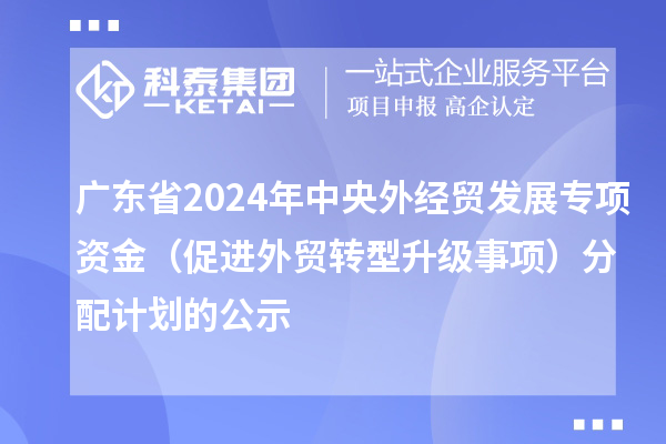 廣東省2024年中央外經(jīng)貿(mào)發(fā)展專(zhuān)項(xiàng)資金(促進(jìn)外貿(mào)轉(zhuǎn)型升級(jí)事項(xiàng))分配計(jì)劃的公示