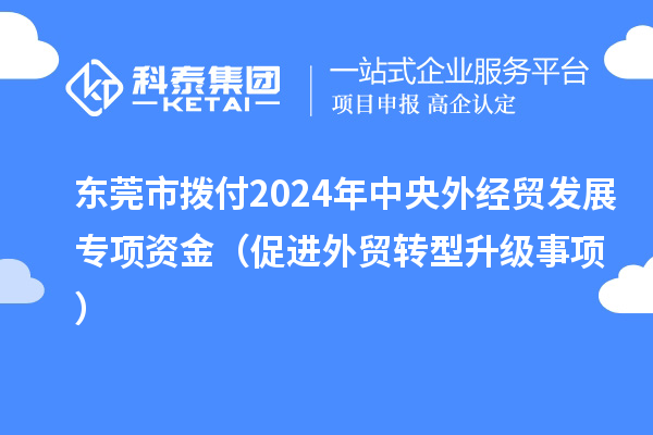 東莞市撥付2024年中央外經(jīng)貿(mào)發(fā)展專項(xiàng)資金(促進(jìn)外貿(mào)轉(zhuǎn)型升級(jí)事項(xiàng))