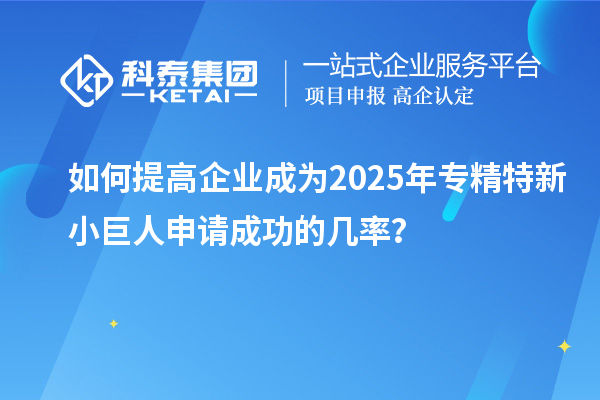 如何提高企業(yè)成為2025年專精特新小巨人申請(qǐng)成功的幾率？