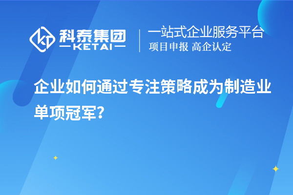 企業(yè)如何通過專注策略成為制造業(yè)單項冠軍？