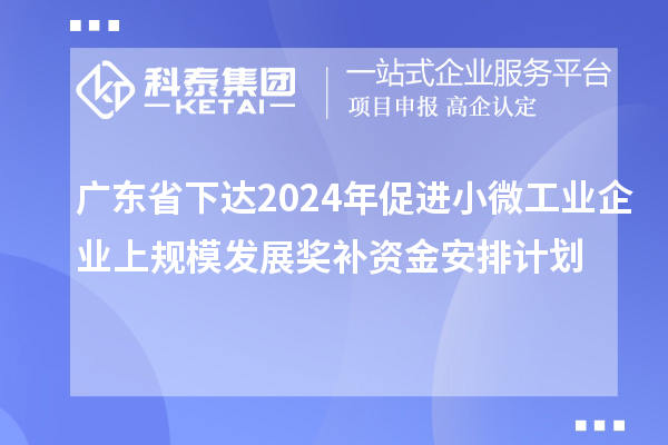廣東省下達(dá)2024年促進(jìn)小微工業(yè)企業(yè)上規(guī)模發(fā)展獎補(bǔ)資金安排計劃