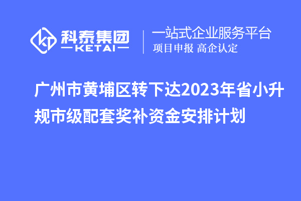 廣州市黃埔區(qū)轉(zhuǎn)下達2023年省小升規(guī)市級配套獎補資金安排計劃