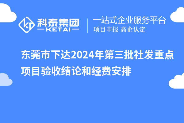 東莞市下達2024年第三批社發(fā)重點項目驗收結論和經(jīng)費安排