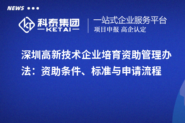 深圳高新技術企業(yè)培育資助管理辦法：資助條件、標準與申請流程