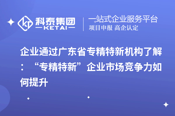 企業(yè)通過廣東省專精特新機構了解:“專精特新” 企業(yè)市場競爭力如何提升