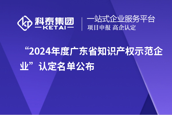 “2024年度廣東省知識(shí)產(chǎn)權(quán)示范企業(yè)”認(rèn)定名單公布