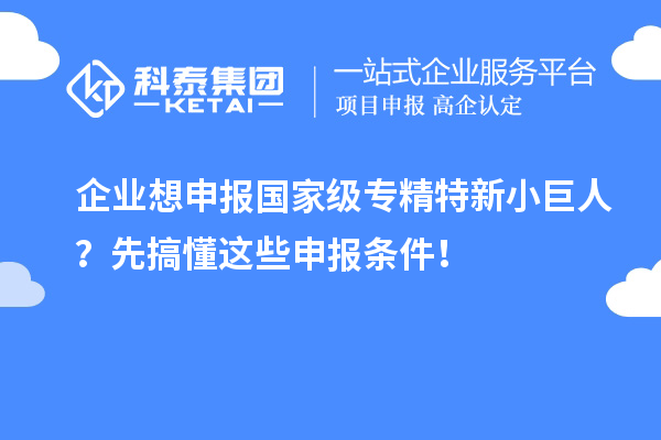 企業(yè)想申報(bào)國(guó)家級(jí)專精特新小巨人？先搞懂這些申報(bào)條件！