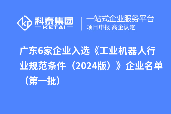 廣東6家企業(yè)入選《工業(yè)機(jī)器人行業(yè)規(guī)范條件(2024版)》企業(yè)名單(第一批)