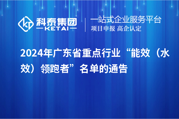 2024年廣東省重點行業(yè)“能效(水效)領(lǐng)跑者”名單的通告