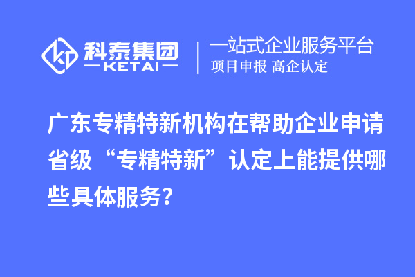 廣東專精特新機構(gòu)在幫助企業(yè)申請省級 “專精特新” 認定上能提供哪些具體服務(wù)?