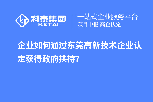 企業(yè)如何通過東莞高新技術(shù)企業(yè)認定獲得政府扶持?