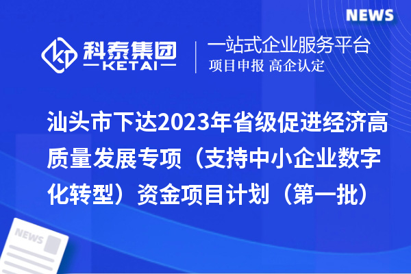 汕頭市下達(dá)2023年省級促進(jìn)經(jīng)濟(jì)高質(zhì)量發(fā)展專項(xiàng)(支持中小企業(yè)數(shù)字化轉(zhuǎn)型)資金項(xiàng)目計(jì)劃(第一批)