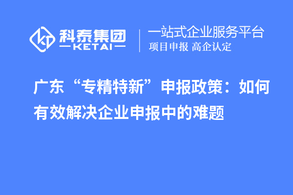 廣東“專精特新”申報(bào)政策:如何有效解決企業(yè)申報(bào)中的難題