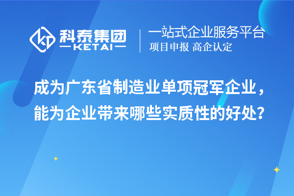 成為廣東省制造業(yè)單項冠軍企業(yè)，能為企業(yè)帶來哪些實質(zhì)性的好處？