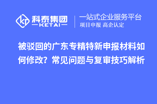 被駁回的廣東專精特新申報材料如何修改?常見問題與復審技巧解析