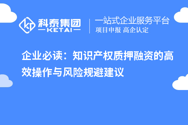 企業(yè)必讀:知識產權質押融資的高效操作與風險規(guī)避建議