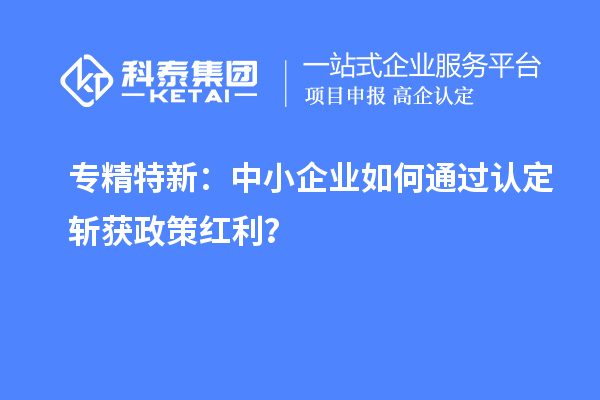 專精特新：中小企業(yè)如何通過認定斬獲政策紅利？