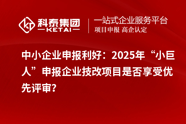 中小企業(yè)申報利好：2025年“小巨人”申報企業(yè)技改項目是否享受優(yōu)先評審？