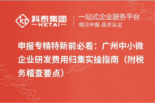 申報專精特新前必看：廣州中小微企業(yè)研發(fā)費用歸集實操指南（附稅務稽查要點）