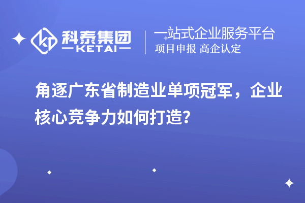 角逐廣東省制造業(yè)單項冠軍，企業(yè)核心競爭力如何打造？