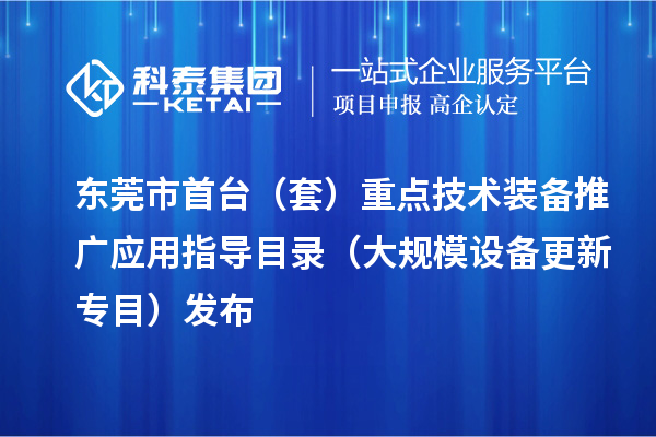 東莞市首臺（套）重點(diǎn)技術(shù)裝備推廣應(yīng)用指導(dǎo)目錄（大規(guī)模設(shè)備更新專目）發(fā)布