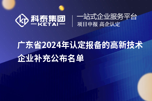 廣東省2024年認(rèn)定報(bào)備的高新技術(shù)企業(yè)補(bǔ)充公布名單