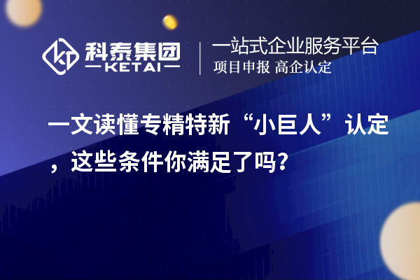 一文讀懂專精特新“小巨人”認(rèn)定，這些條件你滿足了嗎？