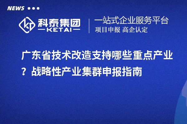 廣東省技術改造支持哪些重點產業(yè)？戰(zhàn)略性產業(yè)集群申報指南