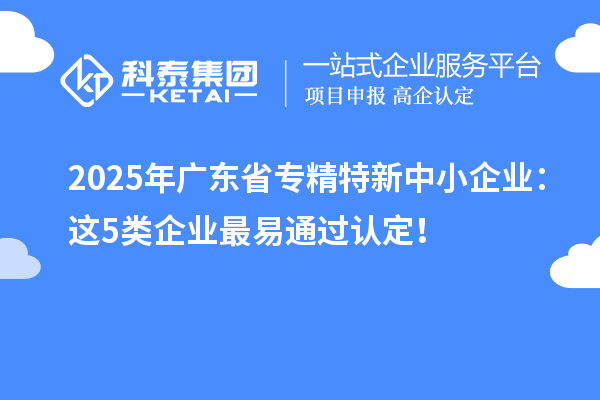 2025年廣東省專精特新中小企業(yè)：這5類企業(yè)最易通過認定！