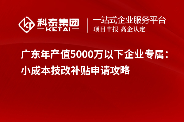 廣東年產(chǎn)值5000萬以下企業(yè)專屬：小成本技改補貼申請攻略