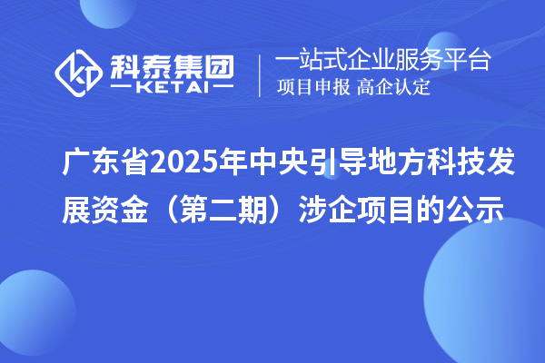 廣東省2025年中央引導(dǎo)地方科技發(fā)展資金(第二期)涉企項(xiàng)目的公示