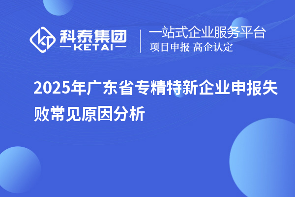 2025年廣東省專精特新企業(yè)申報失敗常見原因分析