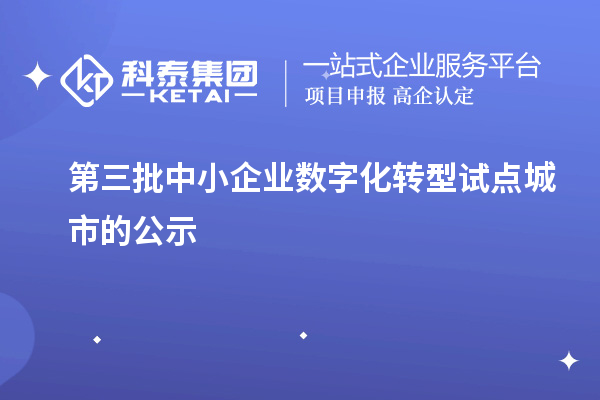 第三批中小企業(yè)數(shù)字化轉(zhuǎn)型試點城市的公示