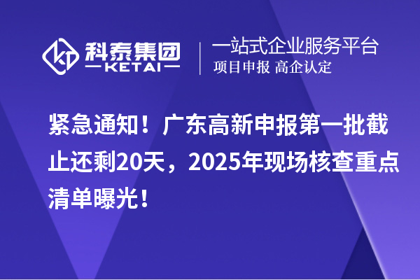緊急通知！廣東高新申報(bào)第一批截止還剩20天，2025年現(xiàn)場(chǎng)核查重點(diǎn)清單曝光！