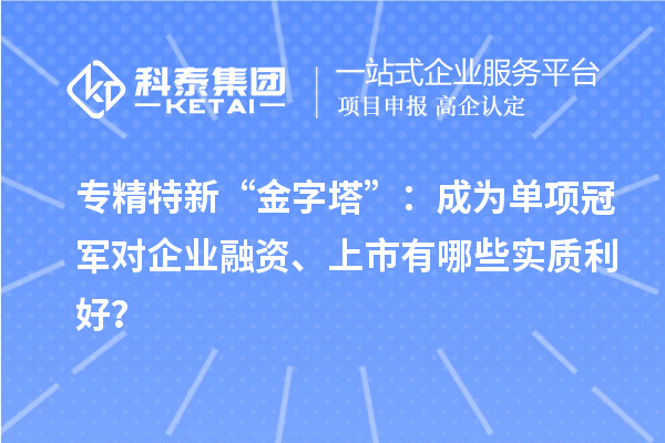 專精特新“金字塔”：成為單項冠軍對企業(yè)融資、上市有哪些實質(zhì)利好？