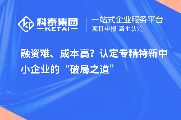 融資難、成本高？認定專精特新中小企業(yè)的“破局之道”