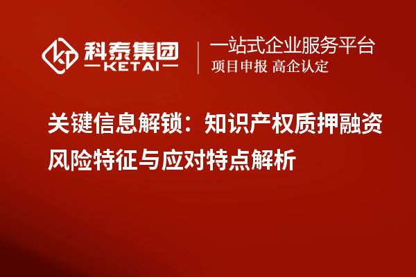 關鍵信息解鎖:知識產(chǎn)權質押融資風險特征與應對特點解析