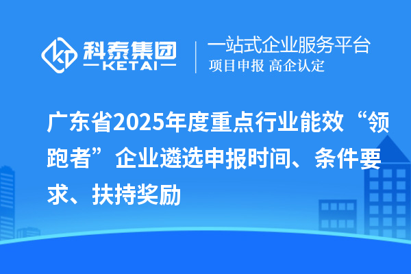 廣東省2025年度重點行業(yè)能效“領跑者”企業(yè)遴選申報時間、條件要求、扶持獎勵