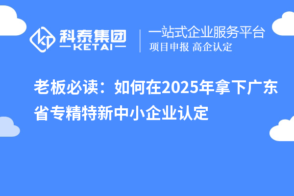 老板必讀：如何在2025年拿下廣東省專精特新中小企業(yè)認(rèn)定