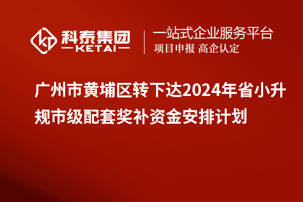 廣州市黃埔區(qū)轉(zhuǎn)下達(dá)2024年省小升規(guī)市級(jí)配套獎(jiǎng)補(bǔ)資金安排計(jì)劃