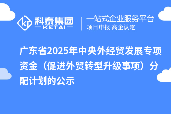 廣東省2025年中央外經(jīng)貿(mào)發(fā)展專項(xiàng)資金（促進(jìn)外貿(mào)轉(zhuǎn)型升級(jí)事項(xiàng)）分配計(jì)劃的公示