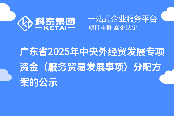 廣東省2025年中央外經(jīng)貿(mào)發(fā)展專項(xiàng)資金(服務(wù)貿(mào)易發(fā)展事項(xiàng))分配方案的公示