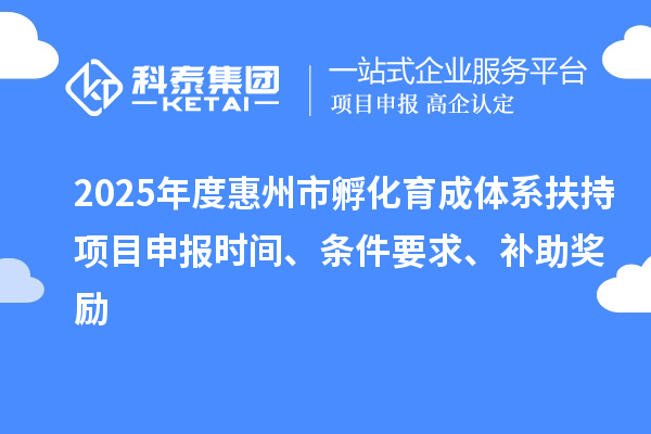 2025年度惠州市孵化育成體系扶持項(xiàng)目申報(bào)時(shí)間、條件要求、補(bǔ)助獎(jiǎng)勵(lì)