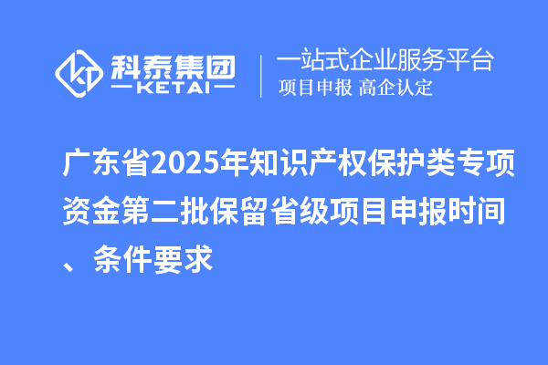 廣東省2025年知識產(chǎn)權(quán)保護類專項資金第二批保留省級項目申報時間、條件要求