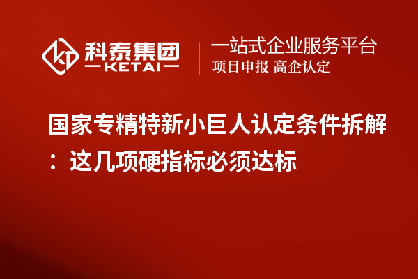 國家專精特新小巨人認(rèn)定條件拆解:這幾項硬指標(biāo)必須達(dá)標(biāo)