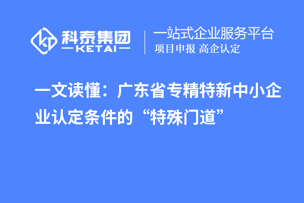 一文讀懂:廣東省專精特新中小企業(yè)認定條件的“特殊門道”