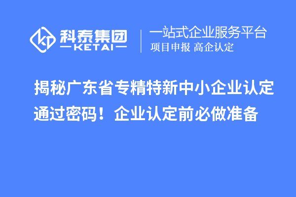 揭秘廣東省專精特新中小企業(yè)認定通過密碼！企業(yè)認定前必做準備
